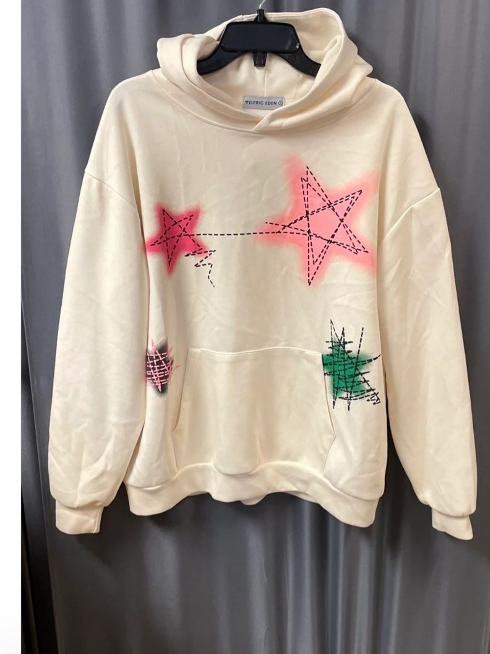 AElfric Eden Cream Star Graphic Pullover Hoodie Streetwear Aesthetic
Small